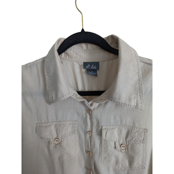 Dots Women's Plus Size 2X Sleeveless Button Down Tan Dress - Picture 7 of 12